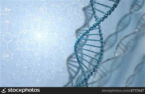 Dna molecule. Biochemistry concept with digital blue DNA molecule