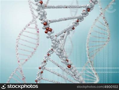 Dna molecule. Biochemistry concept with digital blue DNA molecule