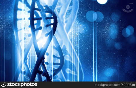 Dna molecule. Biochemistry concept with digital blue DNA molecule