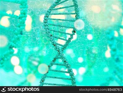 Dna molecule. Biochemistry concept with digital green DNA molecule