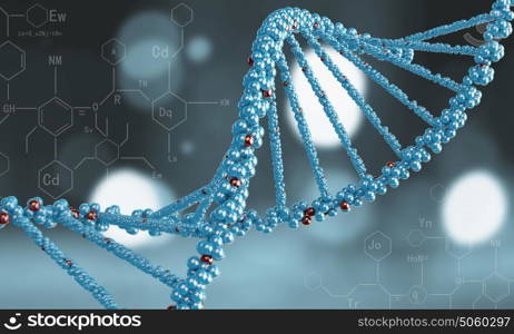 DNA molecule. Biochemistry science concept with DNA molecules on blue background