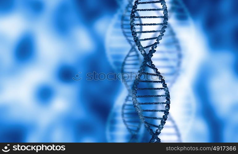 Dna molecule. Digital blue image of DNA molecule and technology concepts