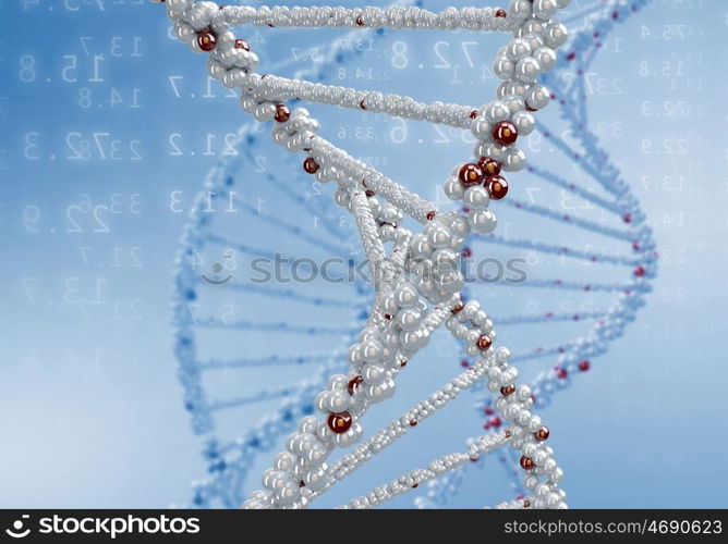 DNA Strand. Digital illustration of dna structure on colour background