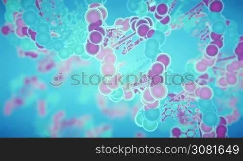 DNA Strings On Soft Blue Background. Medical Research, Gene Engineering And Biotechnology Concept