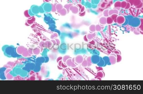DNA Strings On White Background. Medical Research, Gene Engineering And Biotechnology Concept
