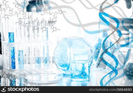 DNA structure and formula over biotechnological equipment