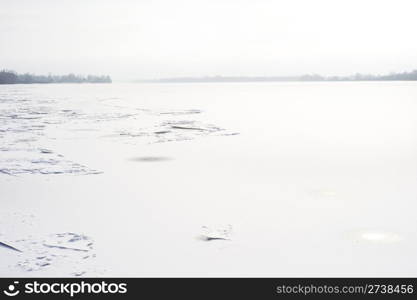 Dnipro river in the winter. Ukraine