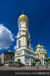 Dnipro, Ukraine 07.18.2020. Holy Trinity Cathedral in Dnipro, Ukraine, on a sunny summer day. Holy Trinity Cathedral in Dnipro, Ukraine