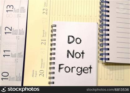 Do not forget text concept write on notebook