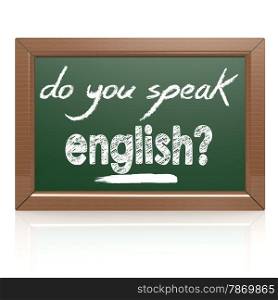 Do you Speak English words on a chalkboard image with hi-res rendered artwork that could be used for any graphic design.. Do you Speak English