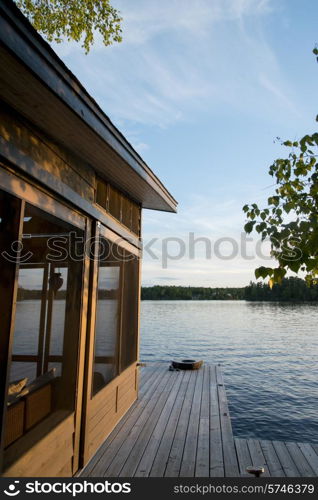 Dock at the lakeside, Lake of The Woods, Ontario, Canada