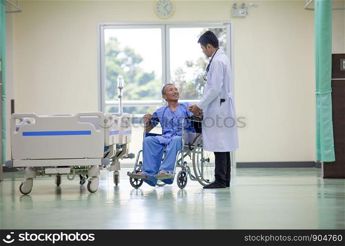 Doctor advising patient in hospital office during regular medical exam, health care and prevention concept., technology and medical health care concept.