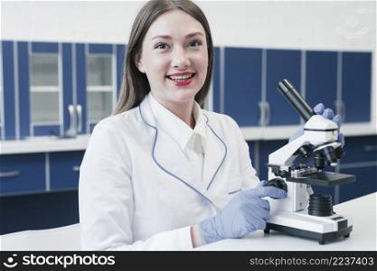 doctor analyzing with microscope