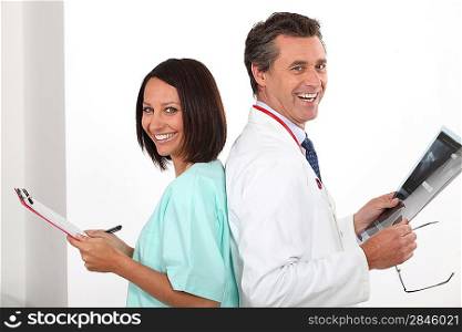 Doctor and nurse having a giggle