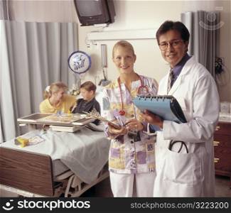 Doctor and Nurse in Hospital Room