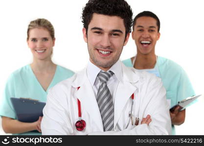 Doctor and nurses laughing