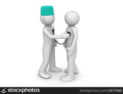 Doctor and patient (3d isolated characters on white background, medicine series)