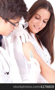 Doctor and patient, isolated over white background