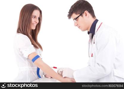 Doctor and patient, isolated over white background