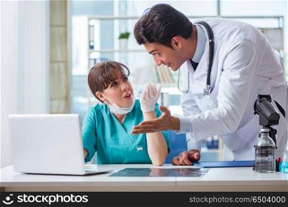 Doctor angry at his assistant due to medical error