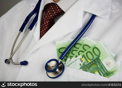 doctor bills and stethoscope. image for medical expenses.