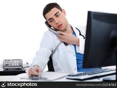 Doctor busy during duty time at his office