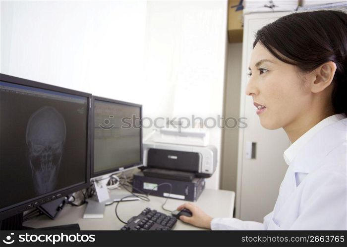 Doctor checking a scan