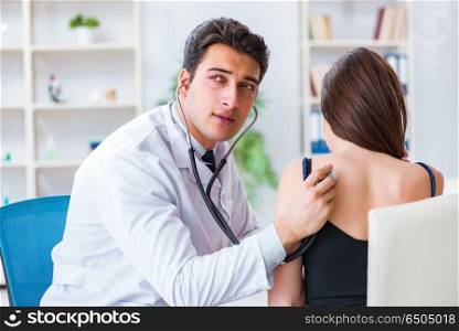 Doctor checking patient with stethoscope