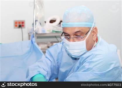 Doctor checking the patient before operation