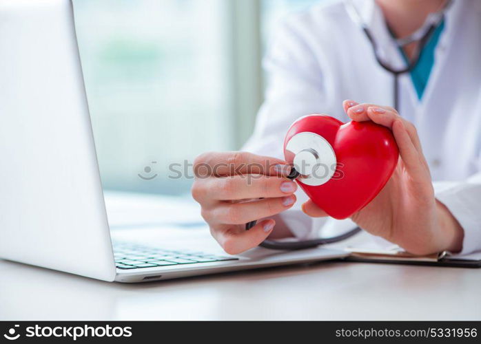 Doctor checking up heart in medical concept. The doctor checking up heart in medical concept