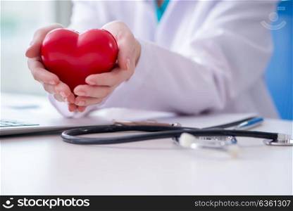 Doctor checking up heart in medical concept. The doctor checking up heart in medical concept