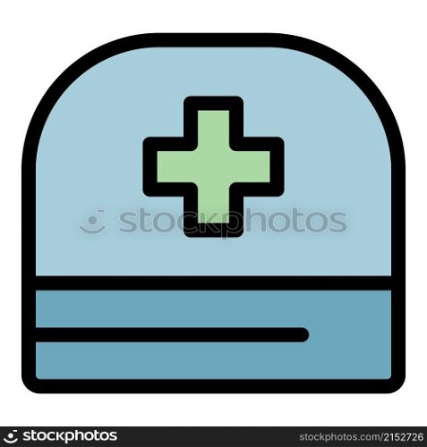 Doctor cross hat icon. Outline doctor cross hat vector icon color flat isolated. Doctor cross hat icon color outline vector