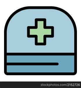 Doctor cross hat icon. Outline doctor cross hat vector icon color flat isolated. Doctor cross hat icon color outline vector