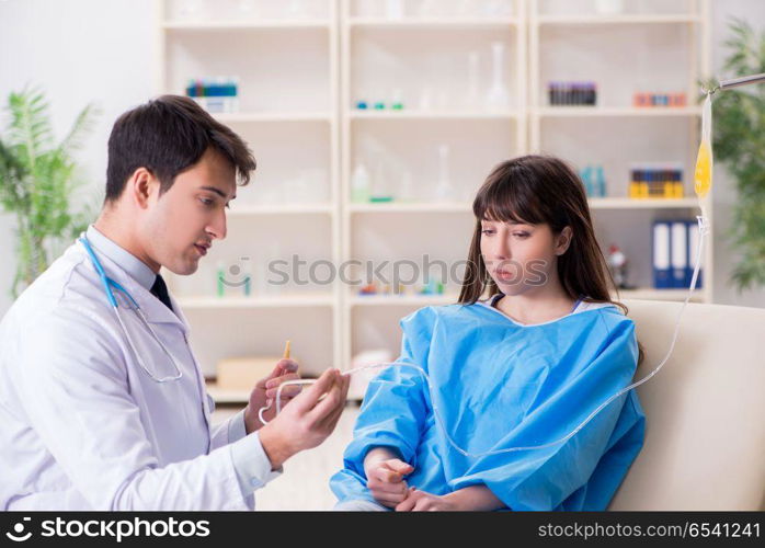 Doctor discussing blood transfusion with patient