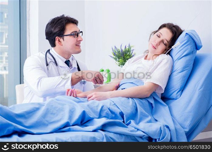 Doctor doing medical injection in hospital room