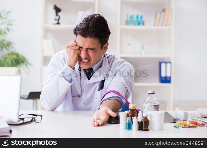 Doctor drug addict in the hospital