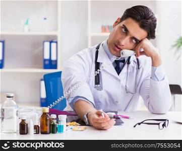 Doctor drug addict in the hospital. The doctor drug addict in the hospital