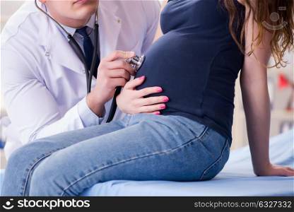 Doctor examining pregnant woman patient