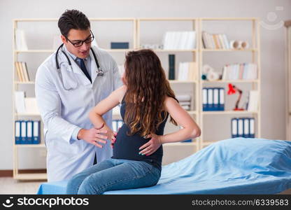 Doctor examining pregnant woman patient