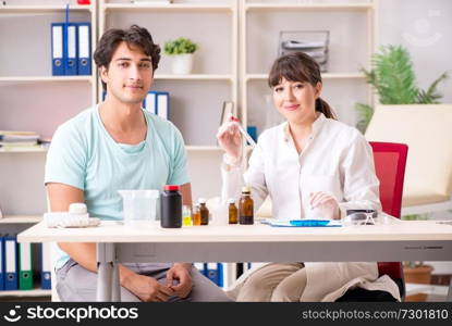 Doctor getting saliva test sample in clinic hospital