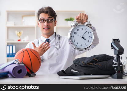 Doctor going to sports during lunch break