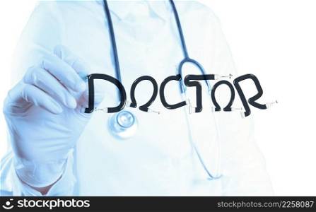 doctor hand drawing design word MEDICAL DOCTOR as concept