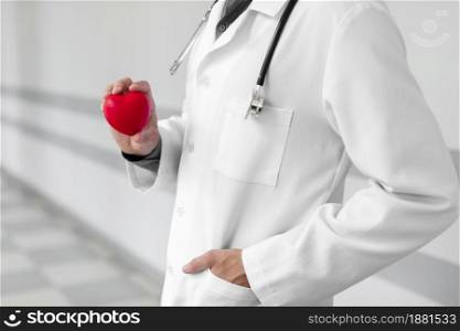 doctor hand holding plush heart