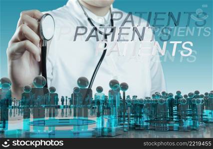 Doctor hand with a stethoscope and human sign social