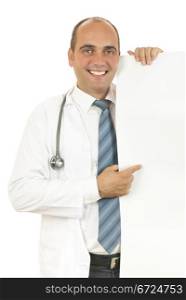 doctor holding blank paper for notes on his hand