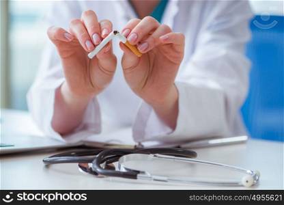 Doctor in anti smoking concept