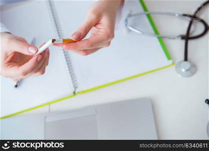 Doctor in anti smoking concept