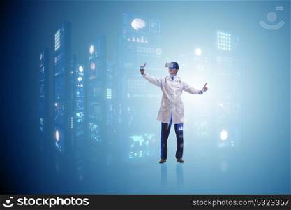 Doctor in telemedicine concept with virtual reality glasses