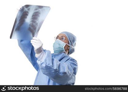 Doctor looking at chest x-ray