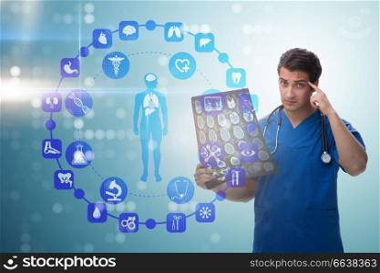 Doctor looking at x-ray image in telehealth concept